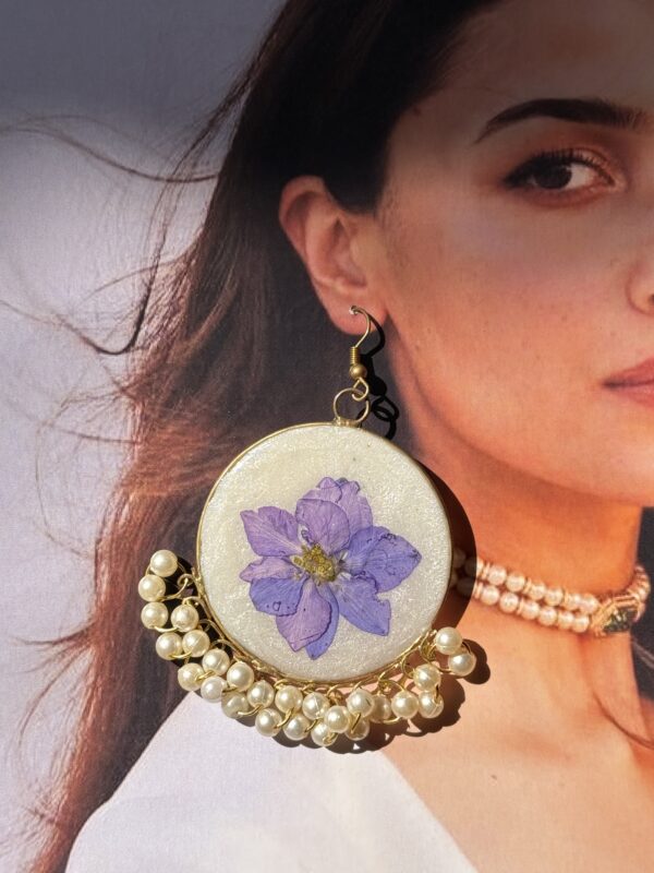 Lavender Bloom Jhumkas - Image 3