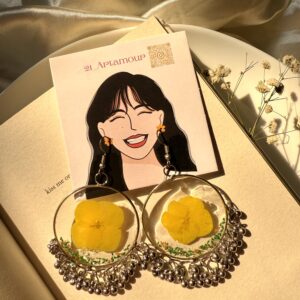 Yellow floral jhumka Earrings