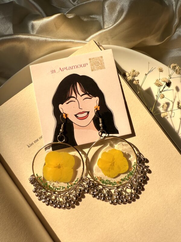 Yellow floral jhumka Earrings